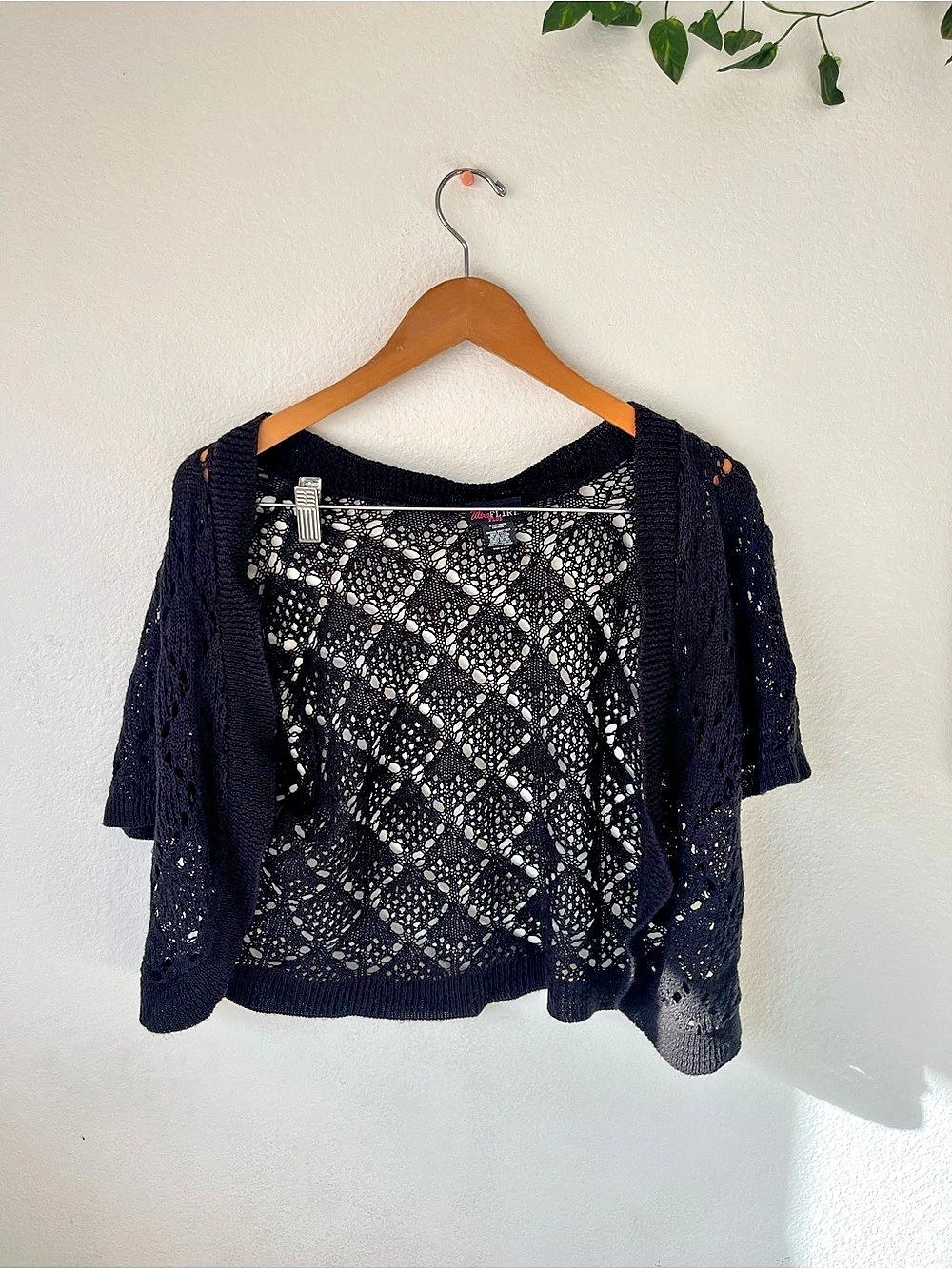 Rue21 Plus Open Knit Short Sleeve Sweater Black 1X Like New